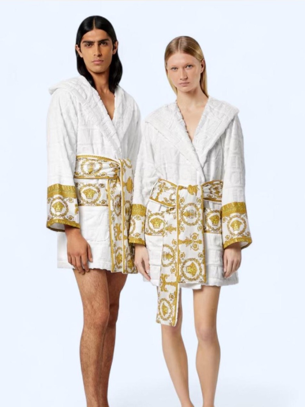 Versace White Hooded Robe with Branded Tag